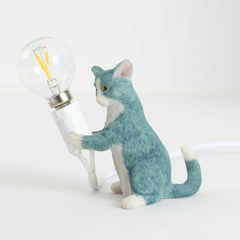 Lisslune | Kitten Nightstand Lamp Decorative Resin 1 Bulb Kids Room Nightstand Lamp