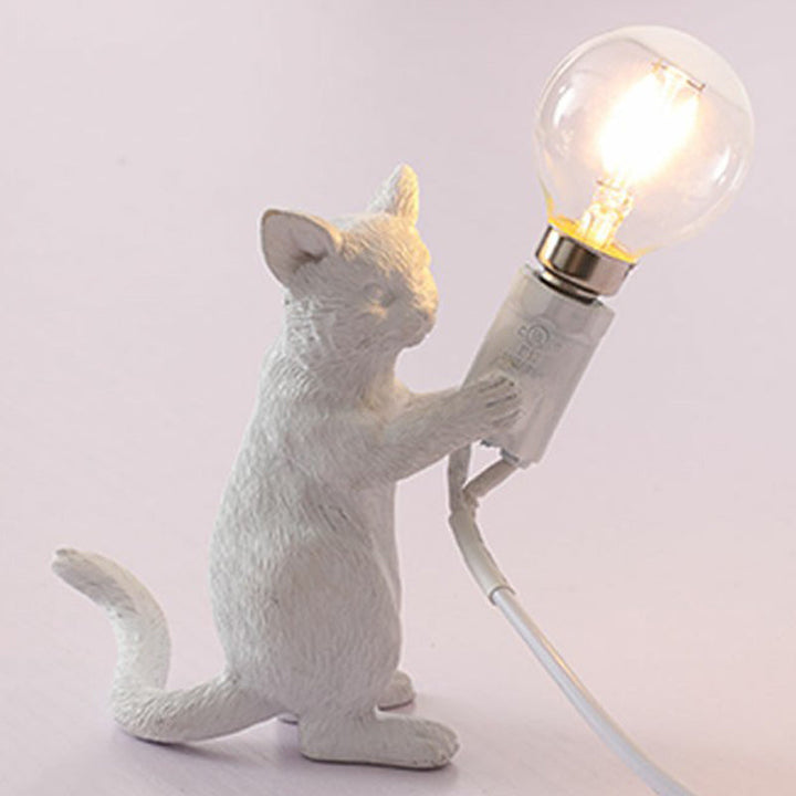 Lisslune | Kitten Nightstand Lamp Decorative Resin 1 Bulb Kids Room Nightstand Lamp