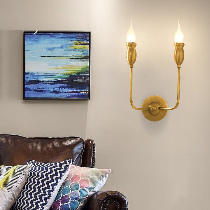 Skørter | 1/2-Head Metal Wall Lamp Vintage Style Brass Candle Dining Room Wall Sconce Lighting