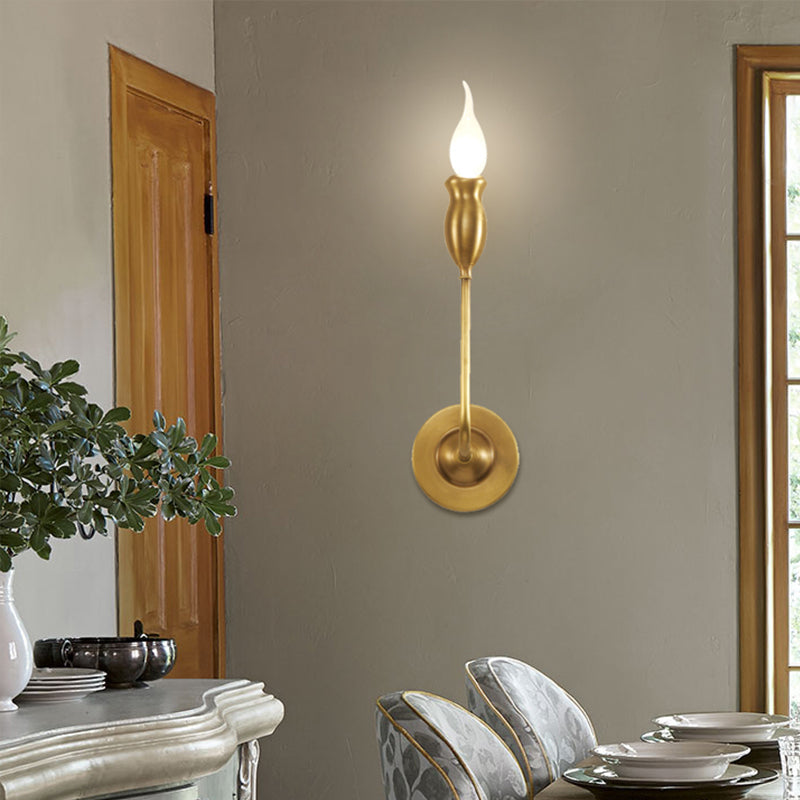 Skørter | 1/2-Head Metal Wall Lamp Vintage Style Brass Candle Dining Room Wall Sconce Lighting