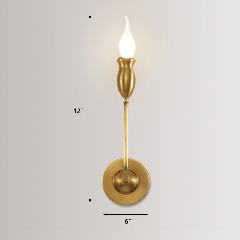Skørter | 1/2-Head Metal Wall Lamp Vintage Style Brass Candle Dining Room Wall Sconce Lighting