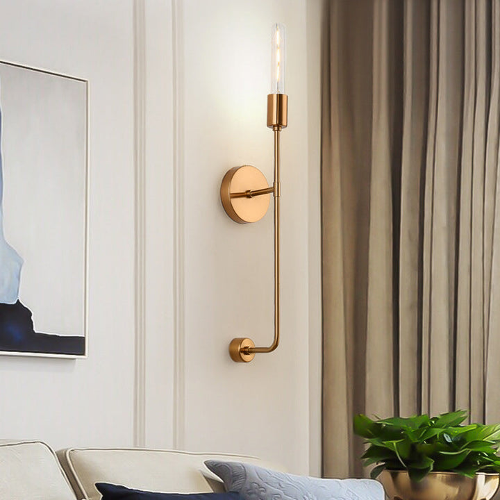 Skørter | Golden Outdoor Pear Wall Lamp Retro Metal 1-Light Living Room Wall-Mounted Light with Linear Arm