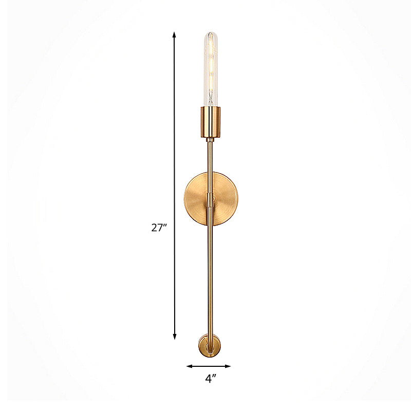 Skørter | Golden Outdoor Pear Wall Lamp Retro Metal 1-Light Living Room Wall-Mounted Light with Linear Arm