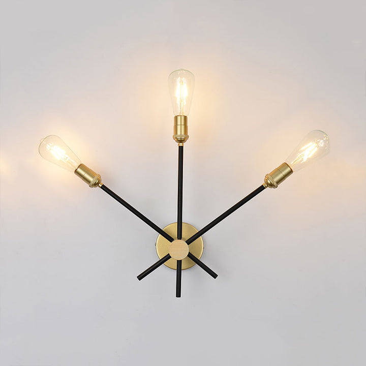 Skørter | Black-Gold 2/3-Light Cone Light Traditional Wrought Iron Exposed Bulb Wall Lamp for Bedroom