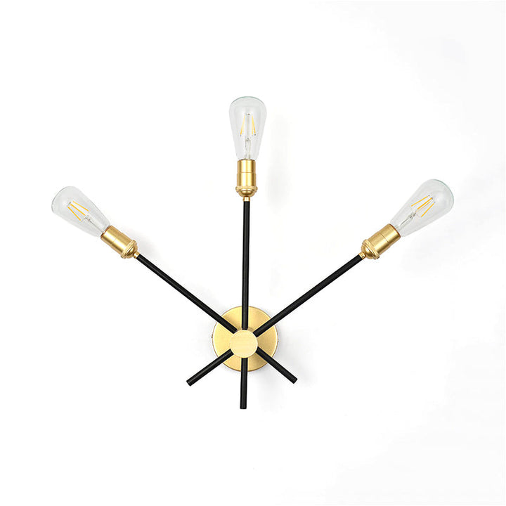 Skørter | Black-Gold 2/3-Light Cone Light Traditional Wrought Iron Exposed Bulb Wall Lamp for Bedroom