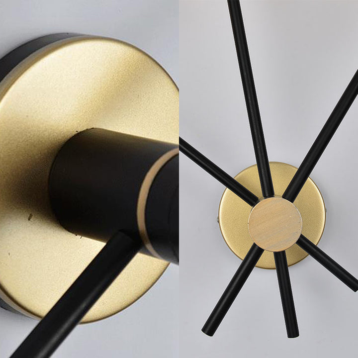 Skørter | Black-Gold 2/3-Light Cone Light Traditional Wrought Iron Exposed Bulb Wall Lamp for Bedroom