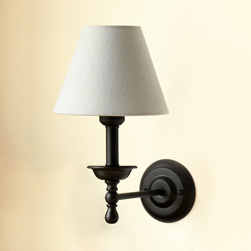 Skørter | 1 Lightweight Metal Wall Lamp Traditional Gray-Blue/White Fabric Cone Shade Bedroom Wall Light