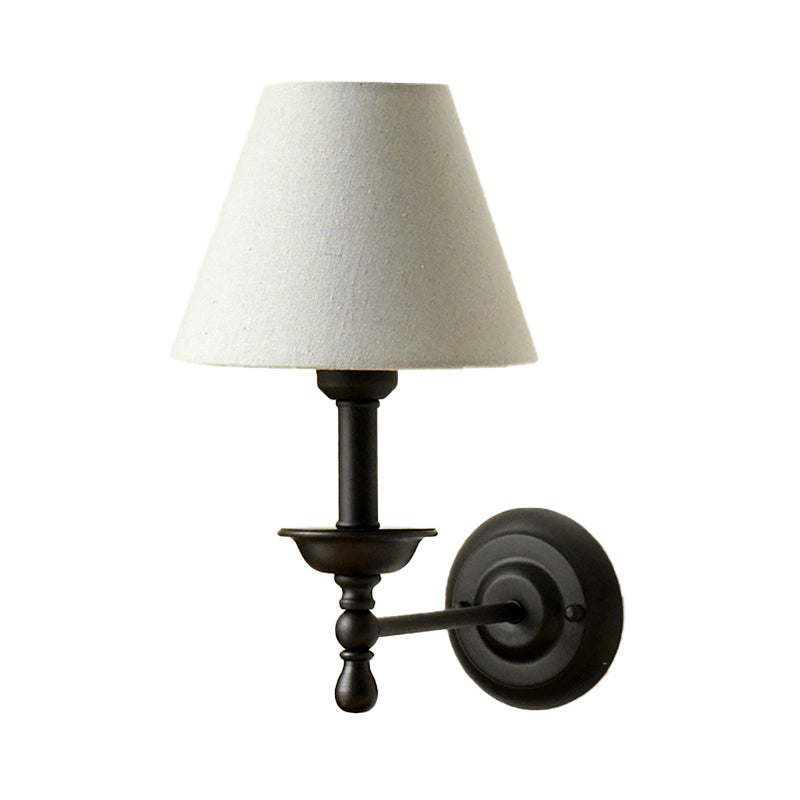 Skørter | 1 Lightweight Metal Wall Lamp Traditional Gray-Blue/White Fabric Cone Shade Bedroom Wall Light