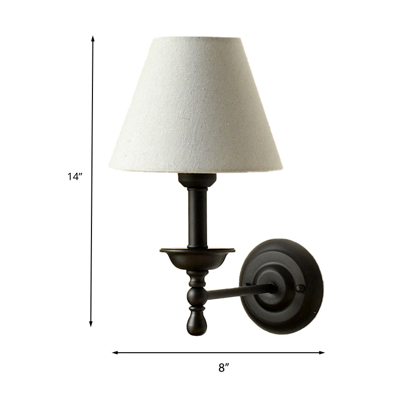 Skørter | 1 Lightweight Metal Wall Lamp Traditional Gray-Blue/White Fabric Cone Shade Bedroom Wall Light