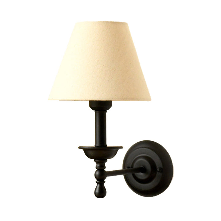 Skørter | 1 Lightweight Metal Wall Lamp Traditional Gray-Blue/White Fabric Cone Shade Bedroom Wall Light