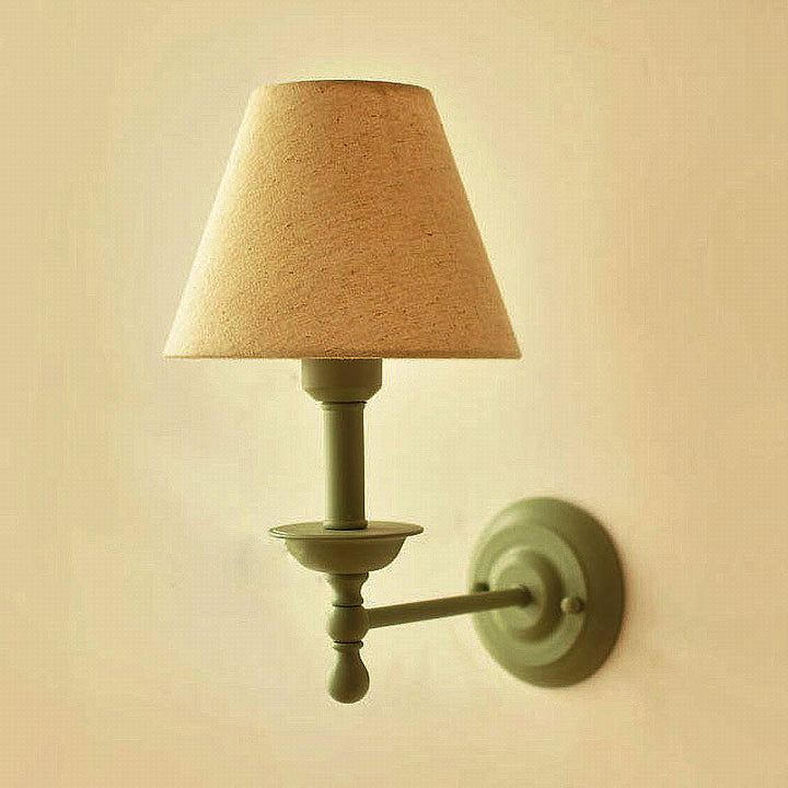 Skørter | 1 Bulb Cone Wall Lamp Vintage Style Red/Yellow/Blue Fabric Shade Wall Lighting for Dining Room