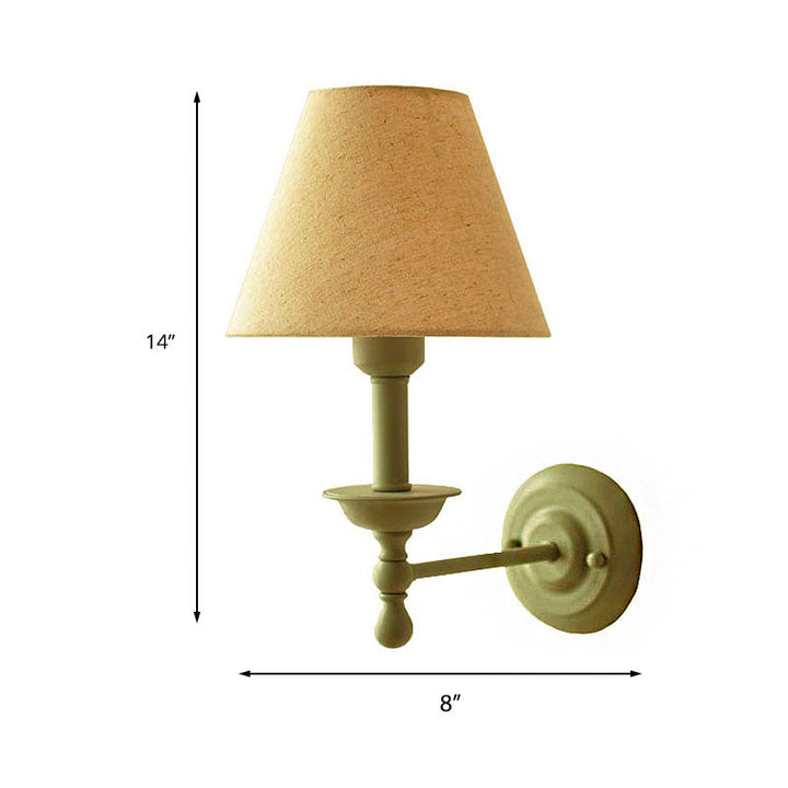 Skørter | 1 Bulb Cone Wall Lamp Vintage Style Red/Yellow/Blue Fabric Shade Wall Lighting for Dining Room
