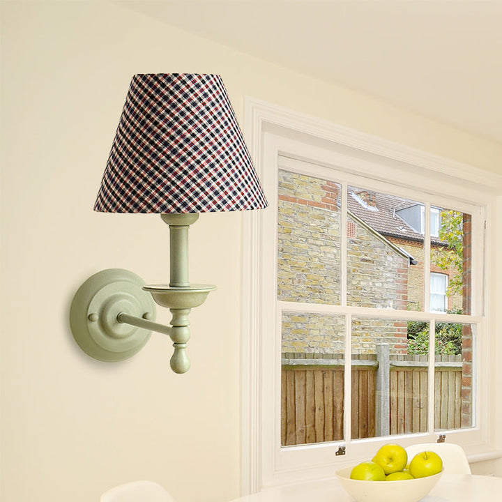 Skørter | 1 Bulb Cone Wall Lamp Vintage Style Red/Yellow/Blue Fabric Shade Wall Lighting for Dining Room