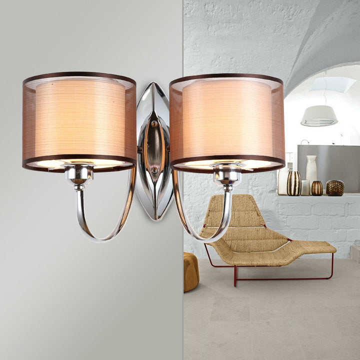 Skørter | Cylindrical Fabric Shade Wall Light Modern 1/2-Light Corridor Wall Light Light Installation in Chrome