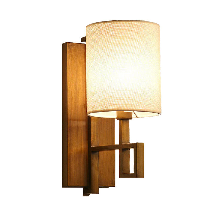 Skørter | Black/Bronze 1-Lamp Wall Lamp Vintage Fabric Cylinder Shade Wall Light for Hall