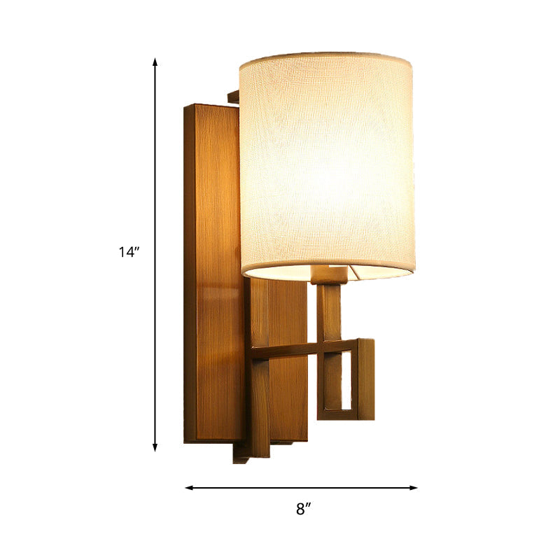 Skørter | Black/Bronze 1-Lamp Wall Lamp Vintage Fabric Cylinder Shade Wall Light for Hall