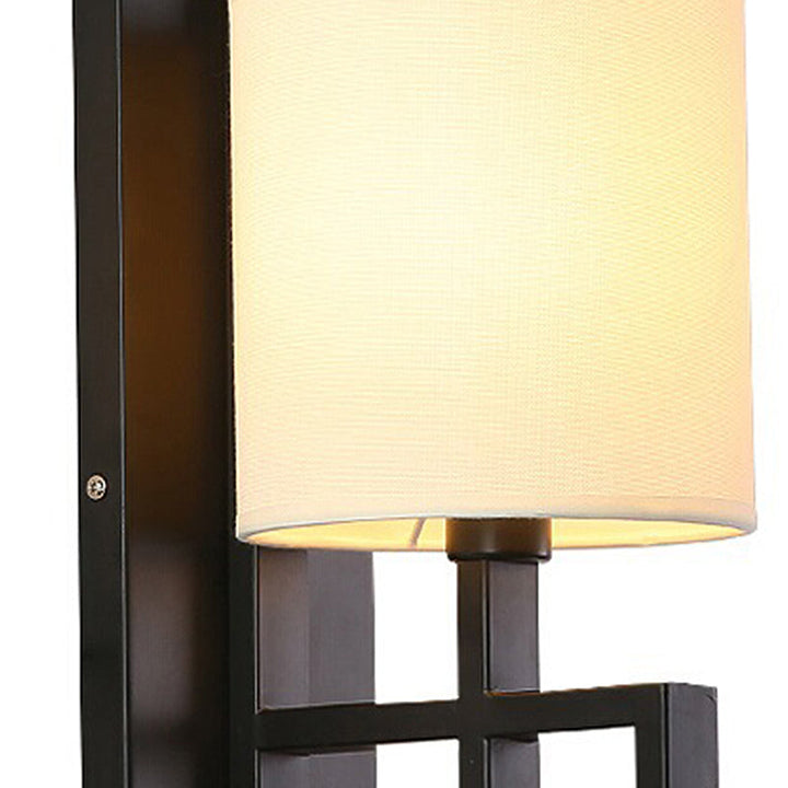 Skørter | Black/Bronze 1-Lamp Wall Lamp Vintage Fabric Cylinder Shade Wall Light for Hall