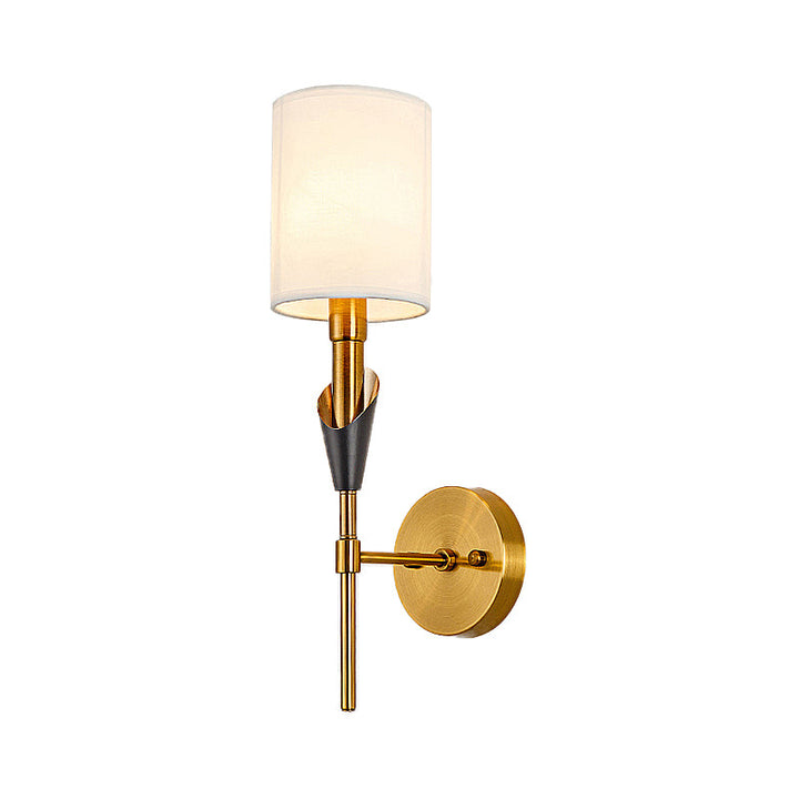 Skørter | Cylinder Living Room Wall Light Traditional Metal 1/2-Light Gold Wall Light with Fabric Shade