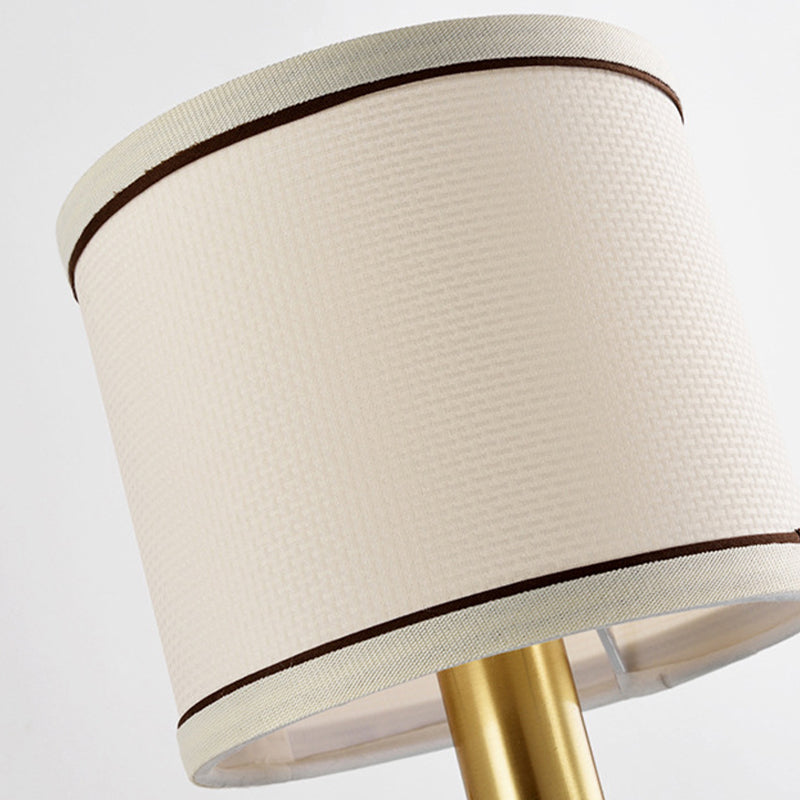 Skørter | Retro cylindrical wall lamp 1/2-light fabric wall lamp with porcelain shade in gold for porch