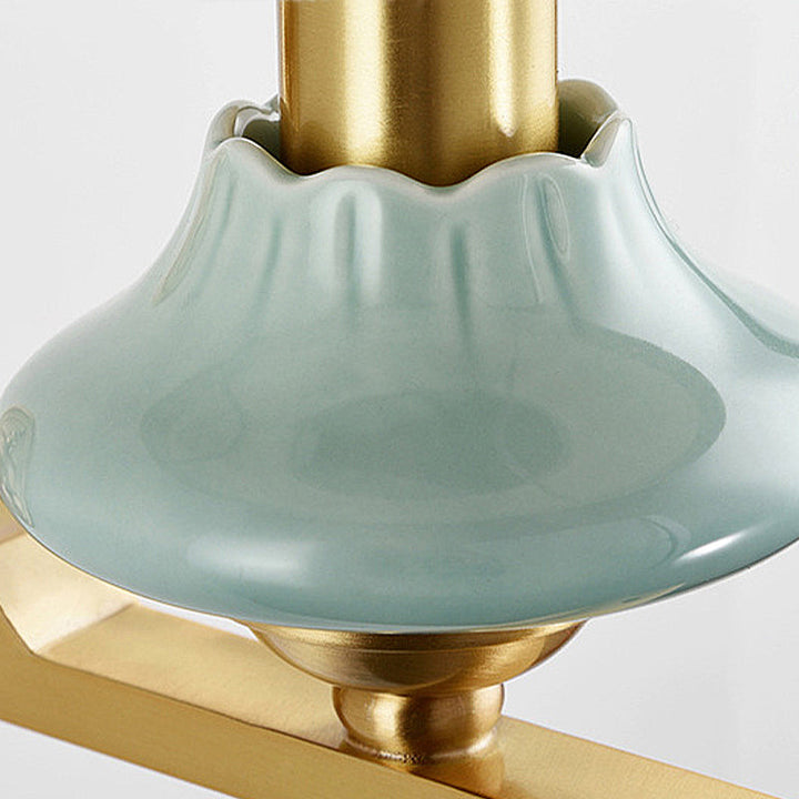 Skørter | Retro cylindrical wall lamp 1/2-light fabric wall lamp with porcelain shade in gold for porch