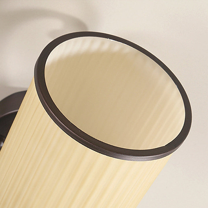 Skørter | Black Cylinder Shade Wall Lamp Retro Fabric Shade 1-Light Living Room Wall Light with Metallic Curved Arm