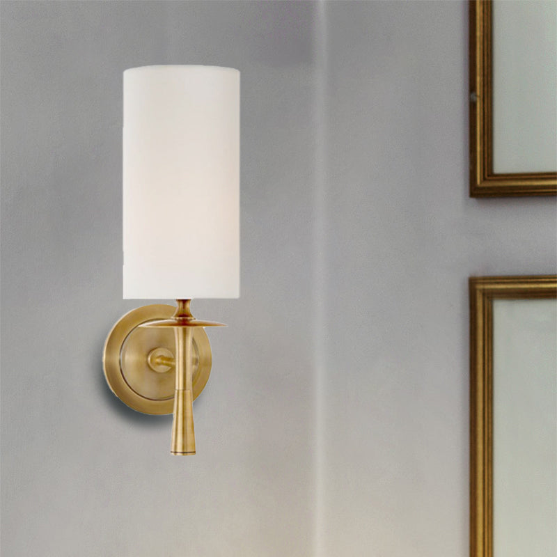 Skørter | Black/Brass 1 Head Wall Mounted Light Traditional Fabric Cylinder Shade Wall Lamp for Living Room