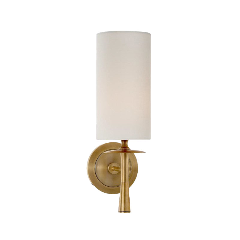 Skørter | Black/Brass 1 Head Wall Mounted Light Traditional Fabric Cylinder Shade Wall Lamp for Living Room