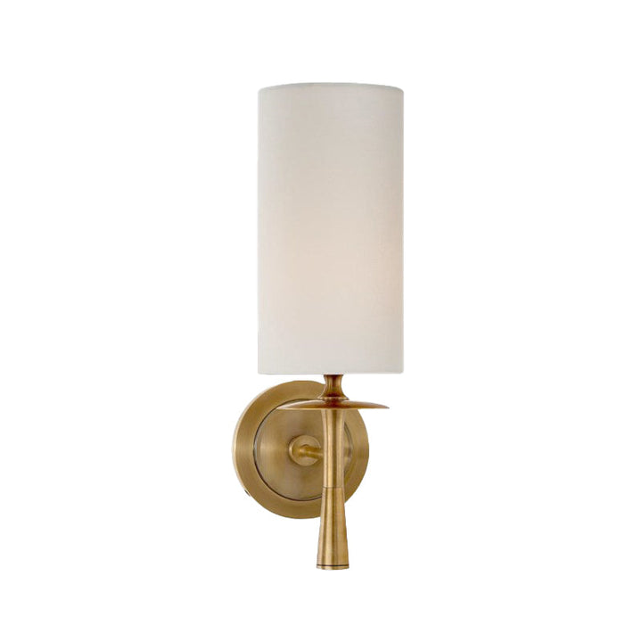 Skørter | Black/Brass 1 Head Wall Mounted Light Traditional Fabric Cylinder Shade Wall Lamp for Living Room