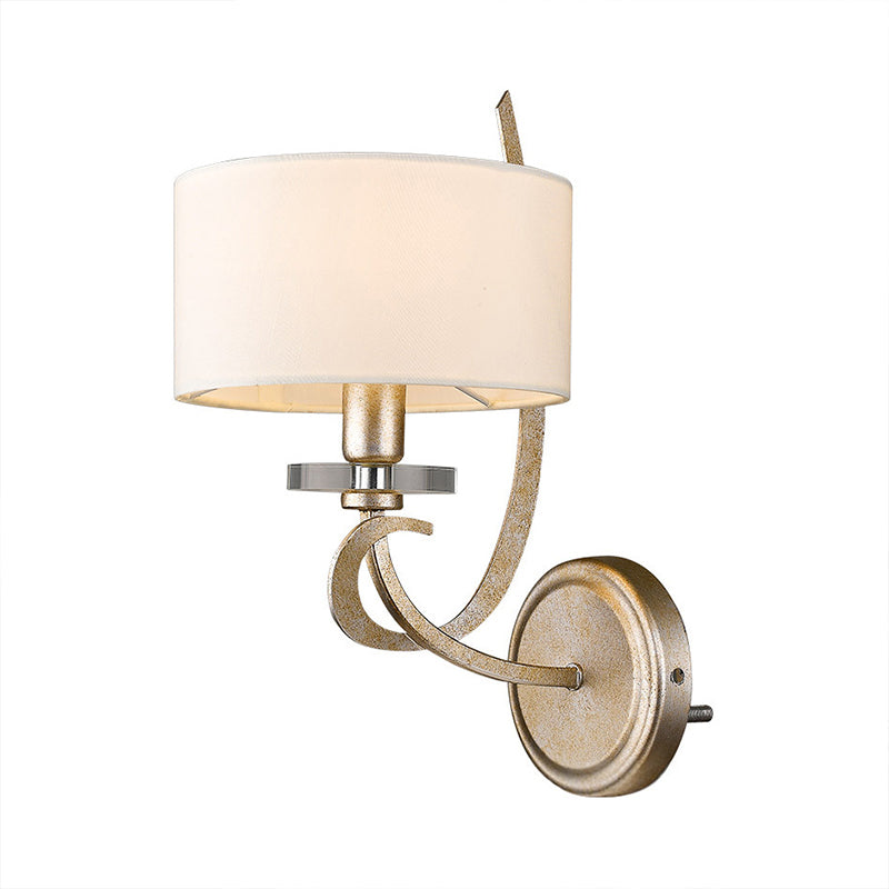 Skørter | White Drum Wall Light traditional metal 1-light bedroom wall lamp with fabric shade