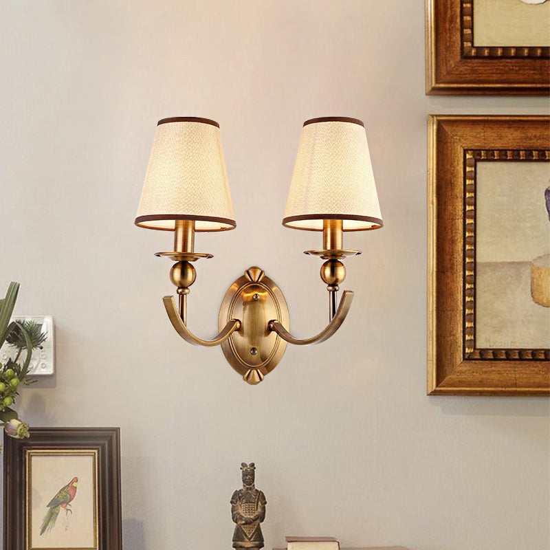 Skørter | Cone Shade Wall Light Vintage 1/2-Light Brass Wall Lamp Lighting for Bedroom