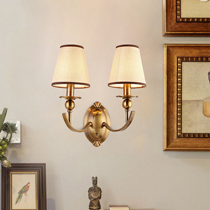 Skørter | Cone Shade Wall Light Vintage 1/2-Light Brass Wall Lamp Lighting for Bedroom