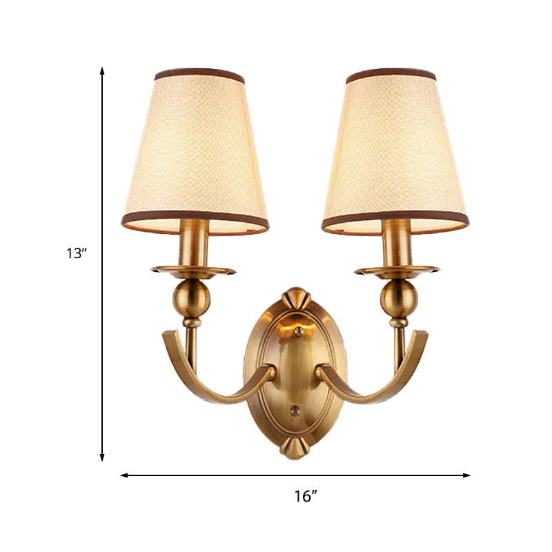 Skørter | Cone Shade Wall Light Vintage 1/2-Light Brass Wall Lamp Lighting for Bedroom