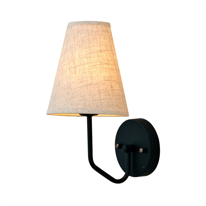 Skørter | Single Bulb Cone Wall Lamp Traditional Linen Fabric Reading Wall Lamp Light with Metal Angle Arm