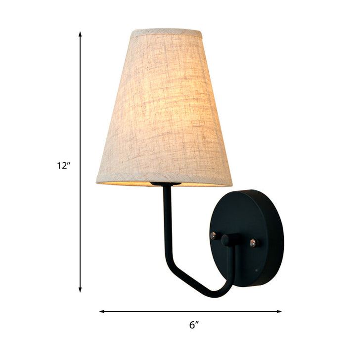 Skørter | Single Bulb Cone Wall Lamp Traditional Linen Fabric Reading Wall Lamp Light with Metal Angle Arm