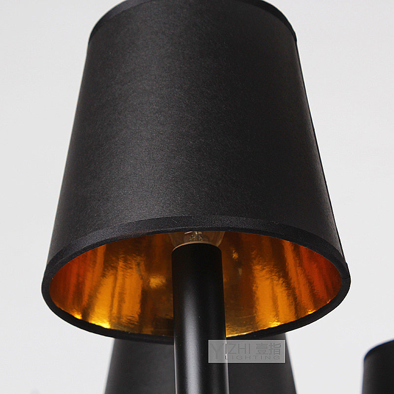 Skørter | Cone-shaped Corridor Wall Light Antique Fabric 1 Light Black Wall-mounted Lamp with Acrylic Accent