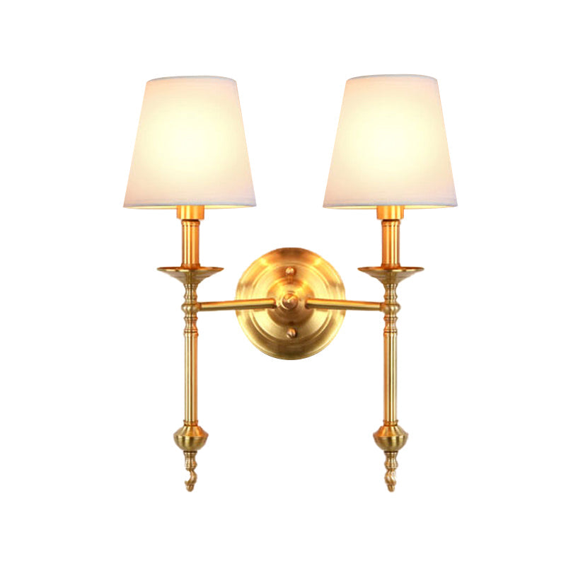 Skørter | Brass Cone Wall Light Fixture Retro White Fabric Lampshade 1/2 Lamps Dining Room Wall Light Lighting