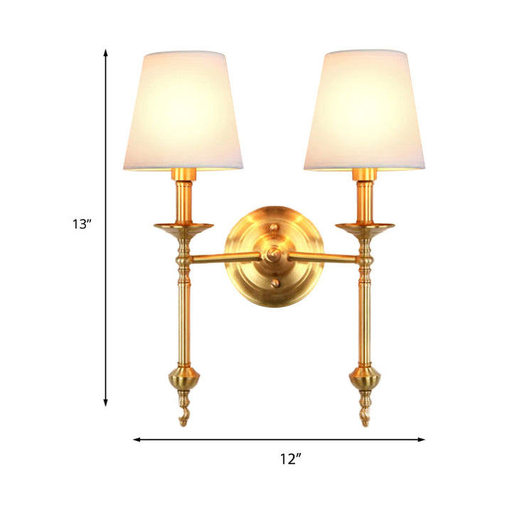 Skørter | Brass Cone Wall Light Fixture Retro White Fabric Lampshade 1/2 Lamps Dining Room Wall Light Lighting