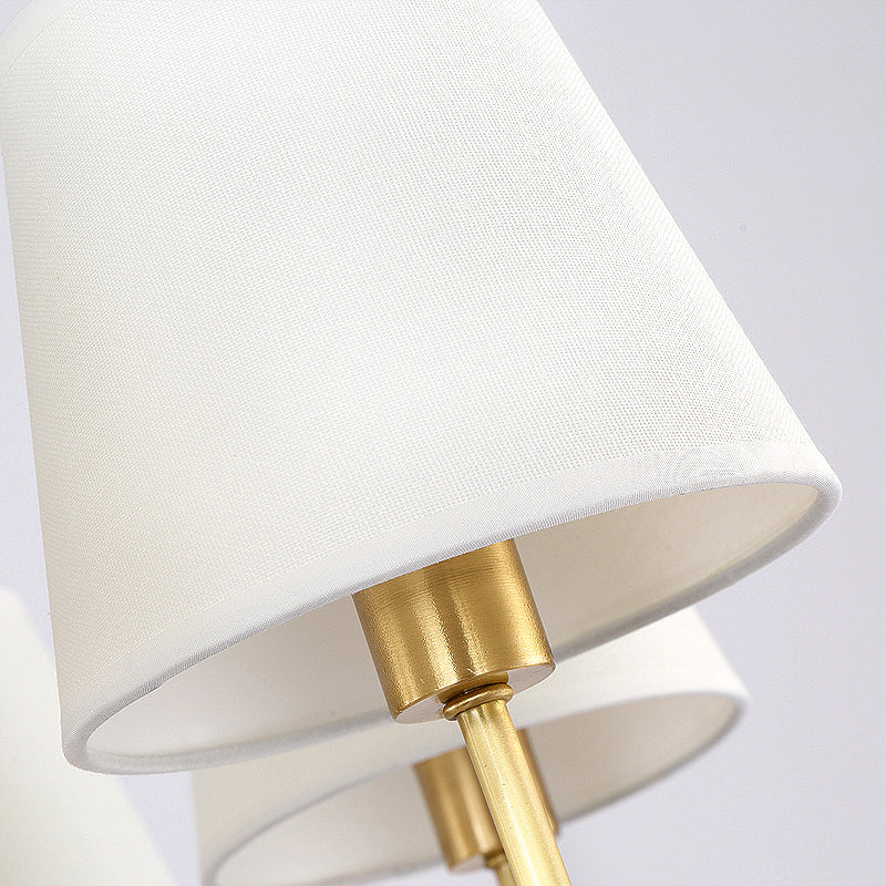 Skørter | Brass Cone Wall Light Fixture Retro White Fabric Lampshade 1/2 Lamps Dining Room Wall Light Lighting