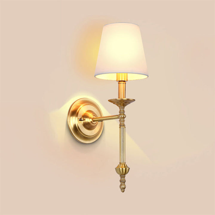 Skørter | Brass Cone Wall Light Fixture Retro White Fabric Lampshade 1/2 Lamps Dining Room Wall Light Lighting