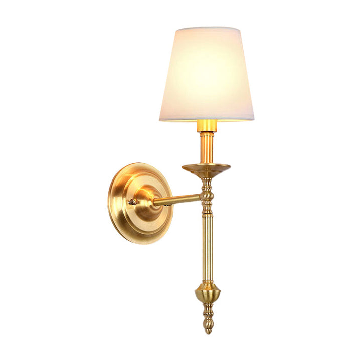 Skørter | Brass Cone Wall Light Fixture Retro White Fabric Lampshade 1/2 Lamps Dining Room Wall Light Lighting