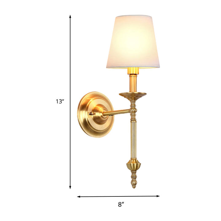 Skørter | Brass Cone Wall Light Fixture Retro White Fabric Lampshade 1/2 Lamps Dining Room Wall Light Lighting