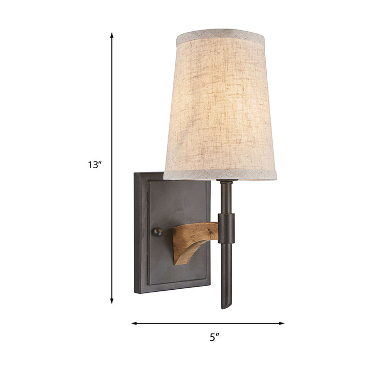 Skørter | 1 Head Candle/Cone Wall Sconce Lighting Retro Black Metal Wall Mounted Lamp Without Shade/With Shade