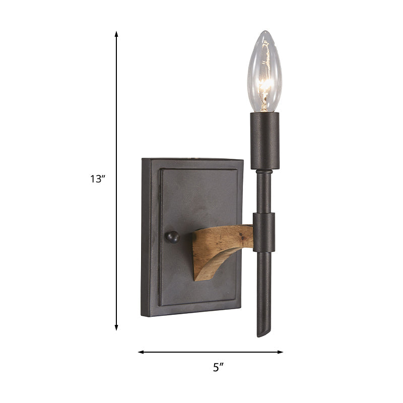 Skørter | 1 Head Candle/Cone Wall Sconce Lighting Retro Black Metal Wall Mounted Lamp Without Shade/With Shade