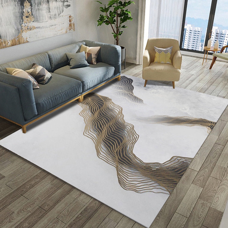 Lisslune | Artistic Geometric Abstract Line Rug Multicolor Modern Carpet Synthetic Non-Slip Back Pet-Friendly Rug for Large Room