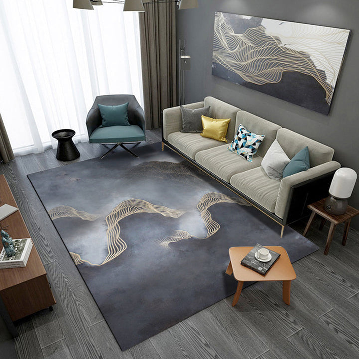 Lisslune | Artistic Geometric Abstract Line Rug Multicolor Modern Carpet Synthetic Non-Slip Back Pet-Friendly Rug for Large Room