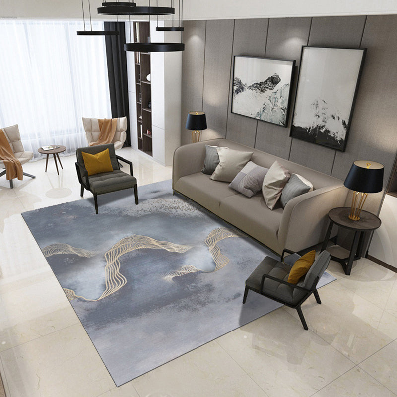 Lisslune | Artistic Geometric Abstract Line Rug Multicolor Modern Carpet Synthetic Non-Slip Back Pet-Friendly Rug for Large Room