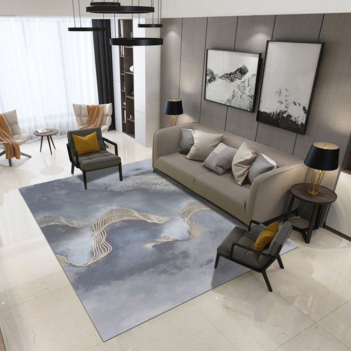 Lisslune | Artistic Geometric Abstract Line Rug Multicolor Modern Carpet Synthetic Non-Slip Back Pet-Friendly Rug for Large Room