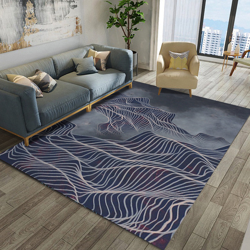 Lisslune | Artistic Geometric Abstract Line Rug Multicolor Modern Carpet Synthetic Non-Slip Back Pet-Friendly Rug for Large Room
