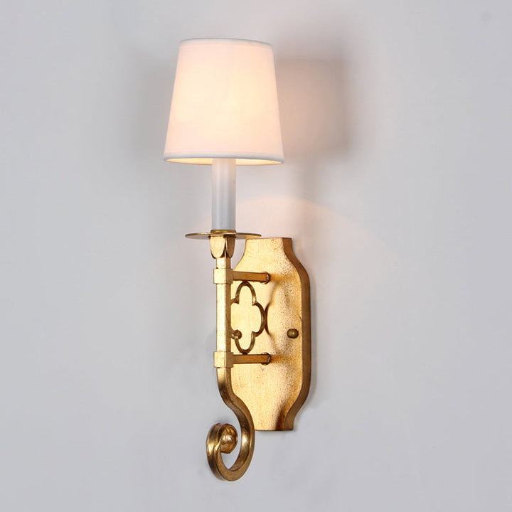 Skørter | Gold 1 Lamp Wall Light Vintage Style Fabric Narrow Shade Wall Mounted Light Source