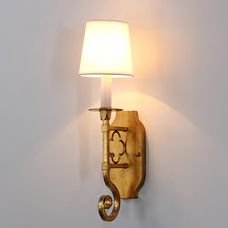 Skørter | Gold 1 Lamp Wall Light Vintage Style Fabric Narrow Shade Wall Mounted Light Source
